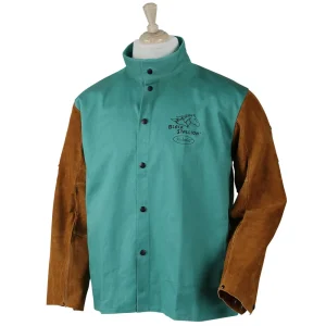 Revco F9-30C/BS 30″, 9 oz. Green FR Cotton & Cowhide Hybrid Welding Jacket (1 Jacket)
