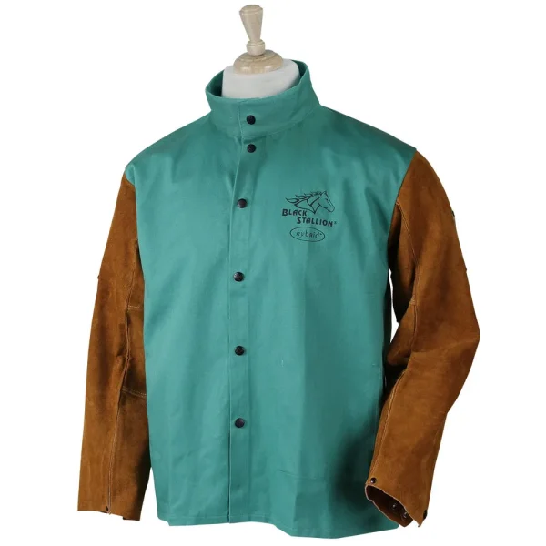 Revco F9-30C/BS 30″, 9 oz. Green FR Cotton & Cowhide Hybrid Welding Jacket (1 Jacket)