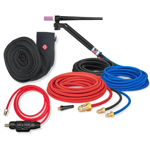 CK Worldwide FL230 Flex Loc Water Cooled Tig Torch Bundle W/ 25ft Superflex cable, SLWHAT-35 Dinse Connector, Zippered Nylon Hose Cover