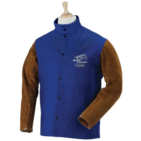 Black Stallion Welding Jacket – Hybrid FR Cotton/Cowhide FRB9-30C/BS