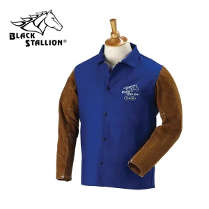 Revco FRB9-30C/BS 30″, 9 oz. Royal Blue FR Cotton & Cowhide Leather Hybrid Welding Jacket (1 Jacket)