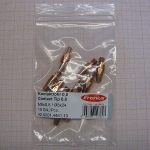 Fronius M6 Contact Tip .030″/0.8mm ø8×24 – 10 Pack (42,0001,4461,10)