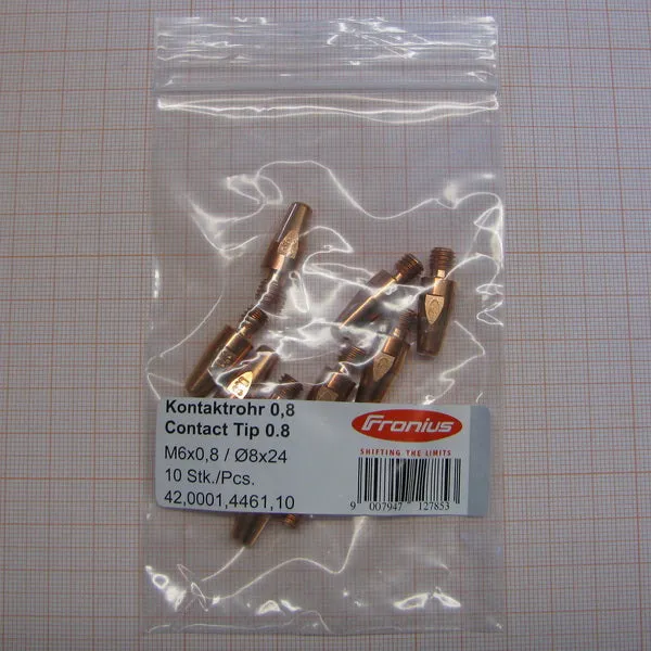 Fronius M6 Contact Tip .030″/0.8mm ø8×24 – 10 Pack (42,0001,4461,10)