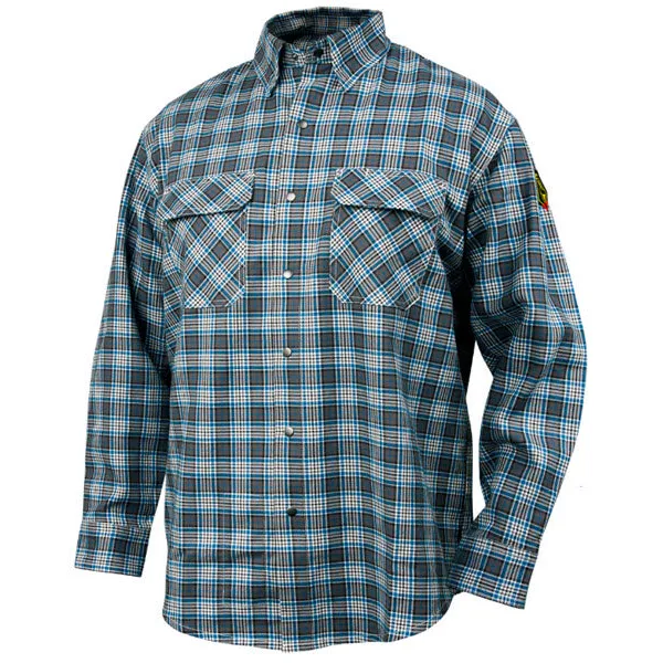 Black Stallion Gray Plaid FR Cotton Work Shirt FS9-PGY