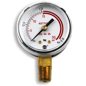 Smith Replacement Gauge – 2 inch, 0-30 PSIG “Red Zone” GA134-03