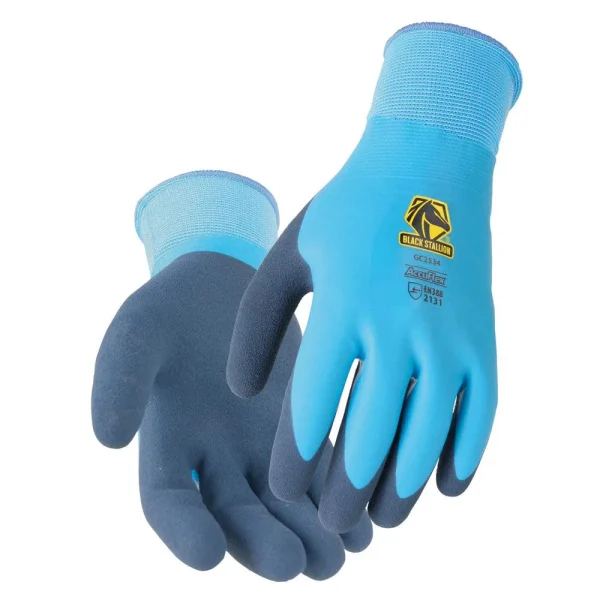 Black Stallion AccuFlex Water Repellant Double Latex Knit Glove 12/pk – GC2534-BL