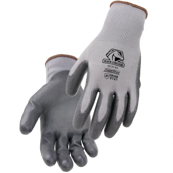 Black Stallion GC3135-GY-MED AccuFlex 13-Gauge PU-Coated Poly Knit Glove, Medium, 12/PACK
