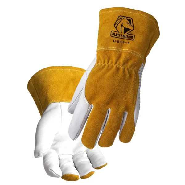 Black Stallion GM1510-WT-LRG Premium Goatskin MIG Glove with DragPatch®, Large