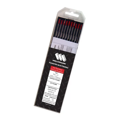 Red Tip 2% Thoriated Tungsten Electrodes – Package of 10 Electrodes (Select Diameter)