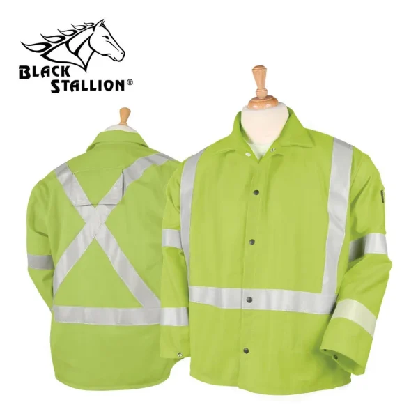 Revco JF1012-LM 30″ Lime FR Safety Welding Jacket w/ Reflective Tape (1 Jacket)