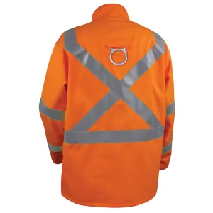 Black Stallion JF1012-OR-MED 30″ 9 OZ FLAME-RESISTANT COTTON JACKET ORANGE W/ SILVER REFLECTIVE, MEDIUM