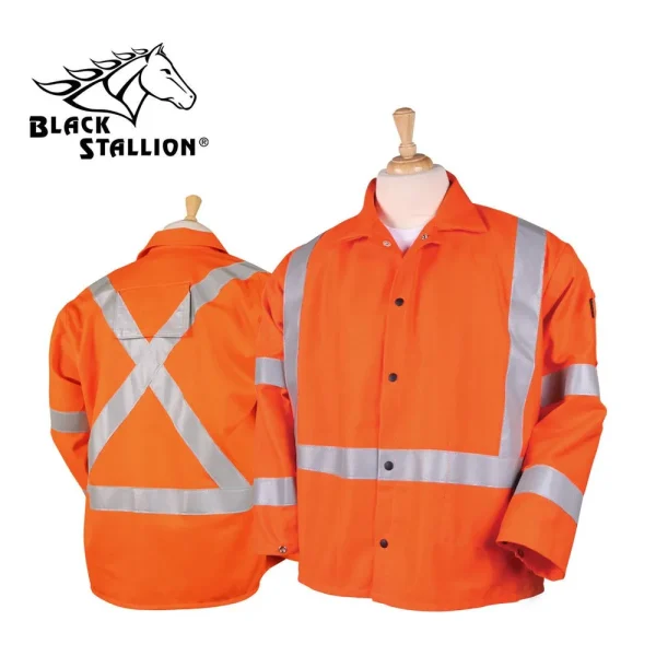 Revco JF1012-OR 30″ Orange FR Safety Welding Jacket w/ Reflective Tape (1 Jacket)