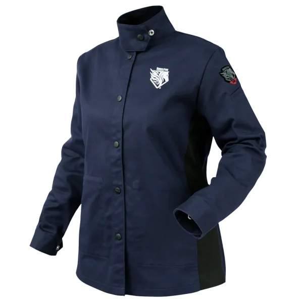 Black Stallion JF1015-NB-MED ANGELFIRE® WOMENS FLAME-RESISTANT COTTON WELDING JACKET, NAVY & BLACK, MEDIUM