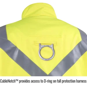 Black Stallion JF1117-HY-LRG CLASS 3 HI-VIS 9 OZ. FLAME-RESISTANT COTTON JACKET, HI-VIS YELLOW WITH REFLECTIVE SILVER TAPE, LARGE