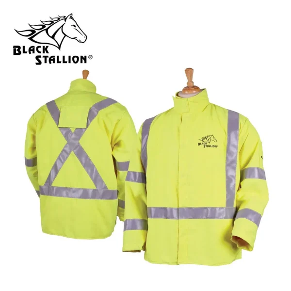 Revco JF4312-HY 9 oz. Hi-Vis Yellow Arcweld® FR Welding Jacket w/ Reflective Tape(1 Jacket)