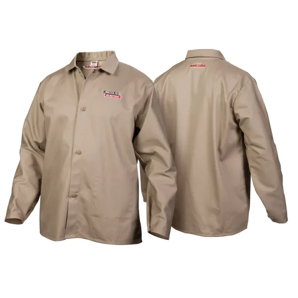 Lincoln Electric K3317-L Traditional Khaki FR Cloth Welding Jacket – Large