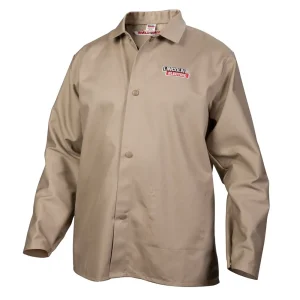 Lincoln Electric K3317-M Traditional Khaki FR Cloth Welding Jacket – Medium
