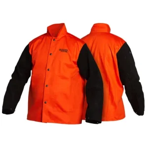 Lincoln Bright FR Cloth Welding Jacket w/ Leather Sleeves K4690
