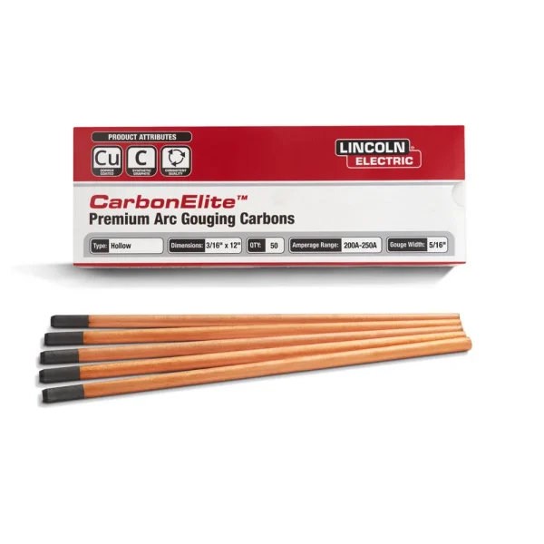 Lincoln Carbon Elite Hollow Gouging Electrodes KP3801 (pkg 50)