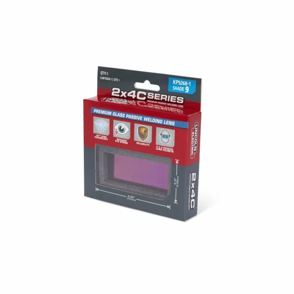 Lincoln Electric KP5268-1 2x4C® Series Premium Glass Passive Welding Lens – Shade 9