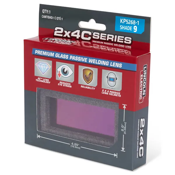 Lincoln 2x4C Premium Glass Passive Welding Lens