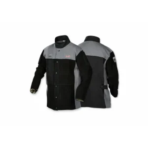 Lincoln Electric XVI Series Heavy Duty Split Leather FR Welding Jacket (Black/Gray) #K4933