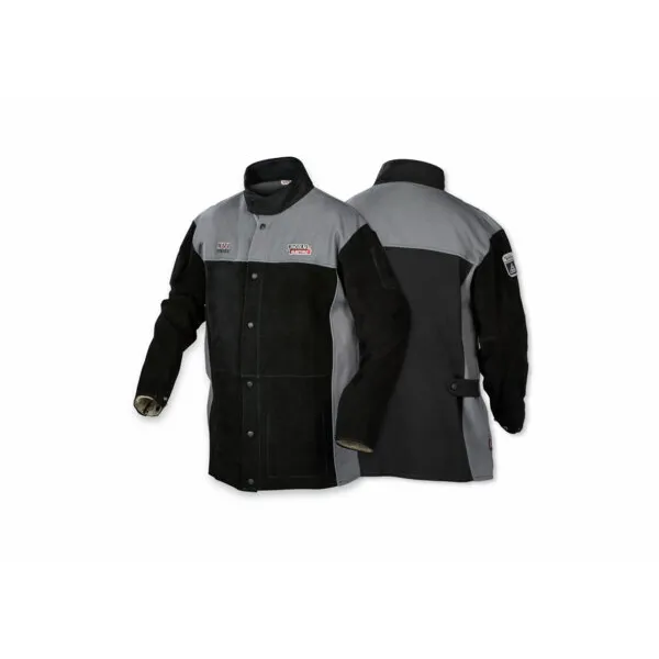 Lincoln Electric XVI Series Heavy Duty Split Leather FR Welding Jacket (Black/Gray) #K4933
