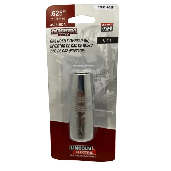 Lincoln Magnum PRO Nozzle – 550A, Thread-on, Flush, 5/8 in – KP2743-1-62F
