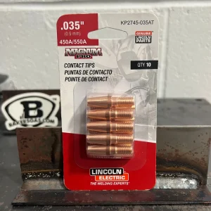 Lincoln Copper Plus Contact Tip – 550A, Aluminum, Tapered, 10/pack KP2745