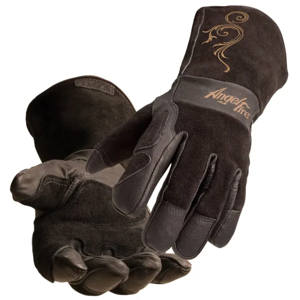 Black Stallion LS50-MD BSX ANGELFIRE WOMEN’S STICK/MIG GLOVES, BLACK-BEIGE FLOURISH, MEDIUM, 6/PACK