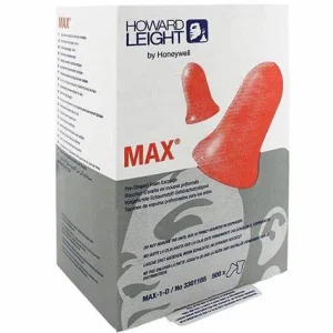 HOWARD LEIGHT MAX-1-D MAXIMUM DISPOABLE FOAM EAR PLUGS, UNCORDED, CORAL, 500/BOX, NRR30 CANADA CLASS A(L)