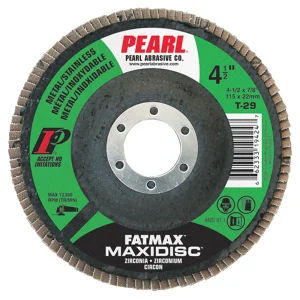 Pearl Abrasive MAX4560ZJ9 4-1/2″X7/8″ T29 Z60 FATMAX MAXIDISC, ZIRCONIA, METAL/STAINLESS, FLAP DISC, 10/BOX