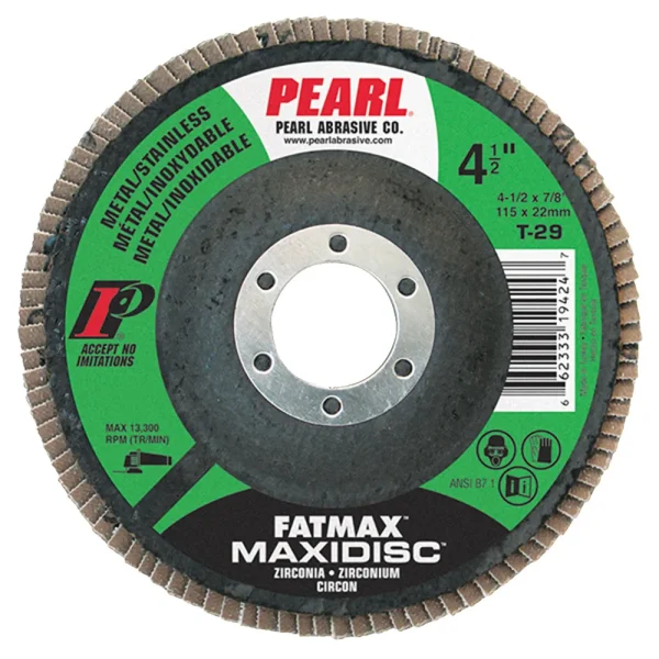 Pearl Abrasive MAX4580ZJ9 4-1/2″X7/8″ T29 Z80 FATMAX MAXIDISC, ZIRCONIA, METAL/STAINLESS, FLAP DISC, 10/BOX