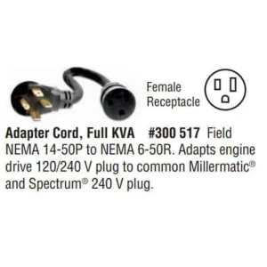 Miller Bobcat™ / Trailblazer® / Big Blue® Full KVA Adaptor Cord #300517