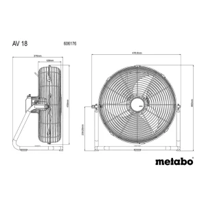 Metabo AV 18 14″ Cordless Fan – 606176850
