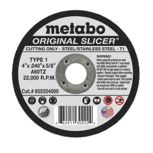 Metabo Type 1 ORIGINAL Cutting Wheels 4x.040×5/8 – 50/pk – 655324000