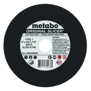 Metabo Type 1 ORIGINAL Cutting Wheels 6x.040×7/8, 50/pk – 655339000