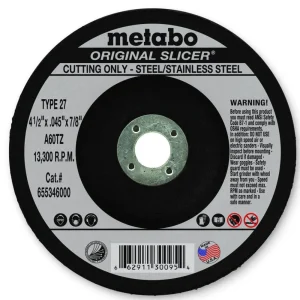 Metabo Type 27 ORIGINAL Cutting Wheels 4.5x.045×7/8, 50/pk – 655346000