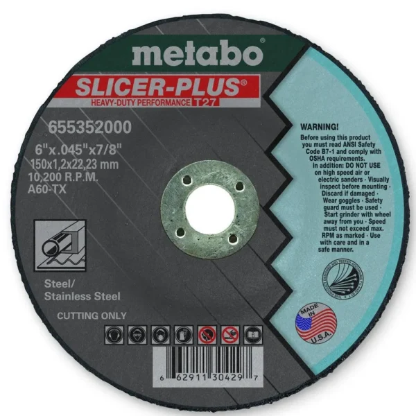 Metabo Type 27 SLICER-PLUS Cut. Wheels 6x.045×7/8 50/Box – 655352000