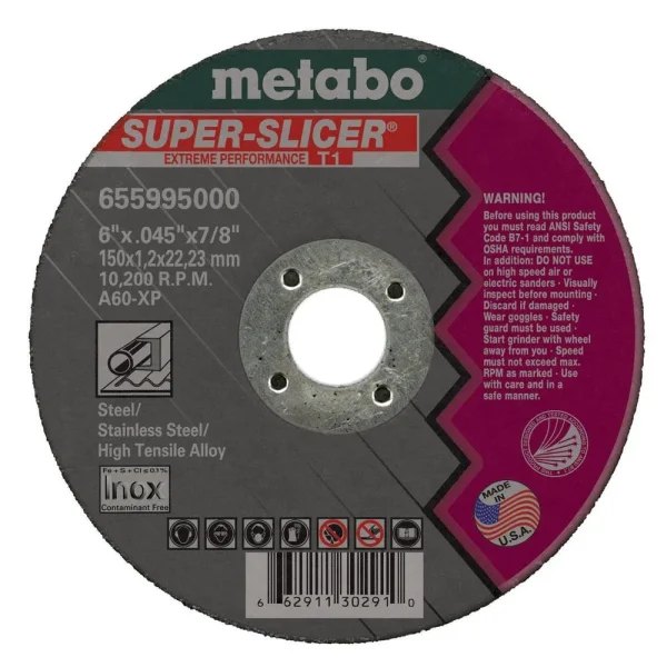 Metabo Type 1 SUPER-SLICER Cut. Wheels 6x.045×7/8 50/bx – 655995000