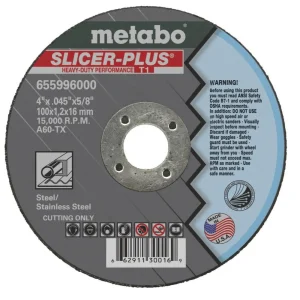 Metabo Type 1 SLICER-PLUS Cutting Wheels 4x.045×5/8 50/Box – 655996000