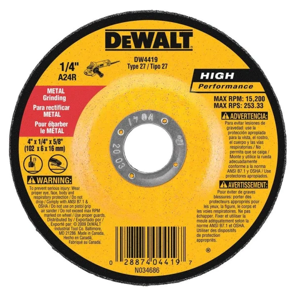Dewalt Type 27 Grinding Wheel, 4″ x 5/8-11″, 25/pk – DW4419