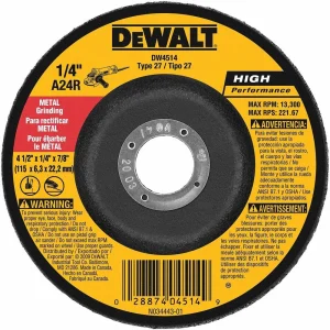 Dewalt Type 27 HP Metal Grinding Wheels, 4.5″ x 7/8″, 25/pk – DW4514
