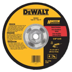 Dewalt HP Metal Type 27 Grinding Wheels, 9″ x 1/4″ x 5/8-11″, 10/pk – DW4954