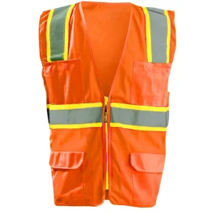 OccuNomix ANSI Class 2 2-Tone High Vis Surveyor Safety Vest Orange LG – LUX-ATRANS-OL
