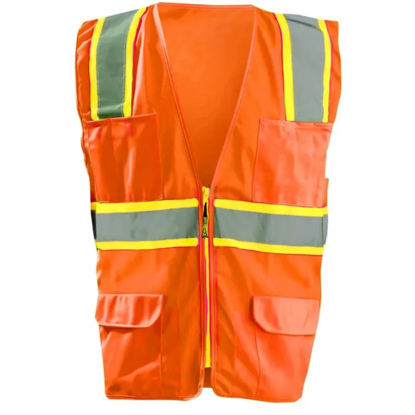 OccuNomix ANSI Class 2 2-Tone High Vis Surveyor Safety Vest Orange LG – LUX-ATRANS-OL