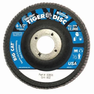Weiler 50805 Big Cat 4-1/2″ 80GR Premium High Density Flap Disc for Steel & Stainless (2/pack)