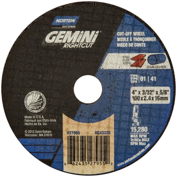 Norton 7″ x 1/16″ Flat Aluminum Cut-Off Wheel, Type 1, 25/pk – 66252832323