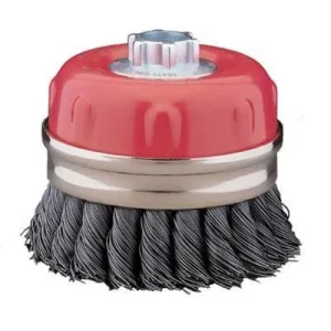 Norton Twist Knot Wire Cup Brushes Knotted Cup Single Row 4 x .020 x 5/8-11 with bridle Pkg 5