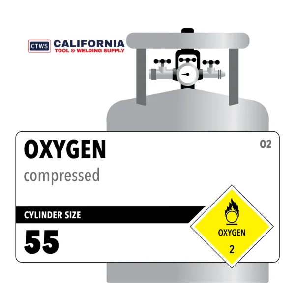 Oxygen, 55, 2.5, Industrial, 99.5, 55 ft3, High Pressure Steel (HPS), CGA 540